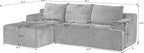 Eafurn 96" L Shaped Cloud Sectional Couch with Chaise, Deep Seat Modular Sectional Sofa Corduroy Memory Foam Sofa Couches for Living Room Bedroom, No Assembly Required, Black