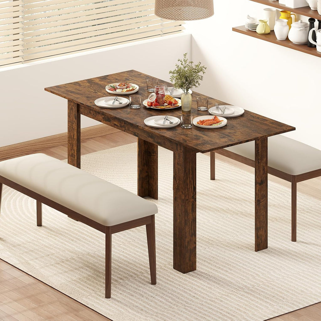 Giantex Extendable Dining Table for 4/6/8, 47"-62" Farmhouse Kitchen Table, Space-Saving Transformer Table for Dinette, Home Office, Living Room, Small Space (Rustic Brown)