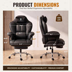 Dowinx Big and Tall Gaming Chair with Footrest for Home Office 500LBS Black | High Back Leather Office Chair, Extra-Wide & Thick-Padded Seat Cushion with Ergonomic Lumbar Support and Soft Linkage Armrest