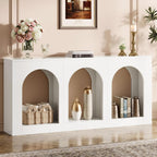 Tribesigns 70.9" White Console Table with Storage, Wood Entryway Entry Table with 3 Arched Shelves for Foyer, Hallway, Living Room, Behind Couch Sofa, Narrow Long