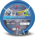 BluSeal Hot/Cold Water Rubber Garden Hose, 100% Rubber, Ultra-Light, Super Strong, 500 PSI, 50F to 190F Degrees, High Strength Polyester Braided (5/8" x 25')