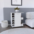 Kitchen Island Wynne with Storage and Cabinet, White/Macadamia Finish | Includes push-to-open cabinet door and open shelves for organized storage