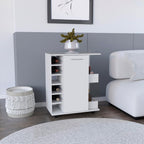 Kitchen Island Wynne with Storage and Cabinet, White/Macadamia Finish | Includes push-to-open cabinet door and open shelves for organized storage