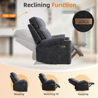 EBELLO Power Recliner Chair, Electric Fabric Reclining Sofa with Cup Holders, USB Type-C Charging Ports, for Small Living Room, Bedroom and Meeting Room, Grey