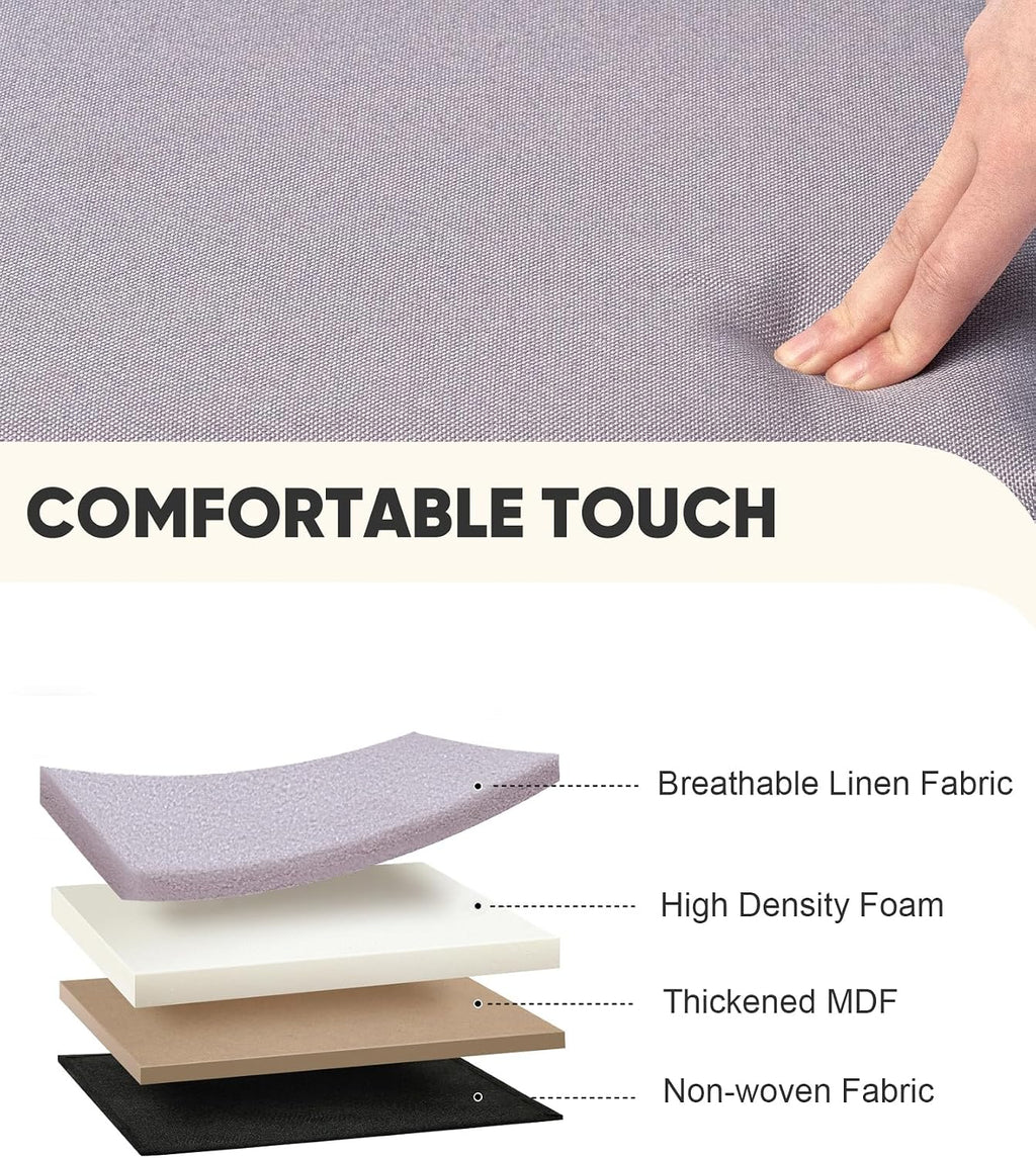 PINPLUS Flat Top Folding Linen Storage Ottoman 16.5", 36L Collapsible Storage Cube with Lid, 250 lbs Load Capacity, Fabric Foot Rest Seat for Living Room, Bedroom, Closet,Light Purple