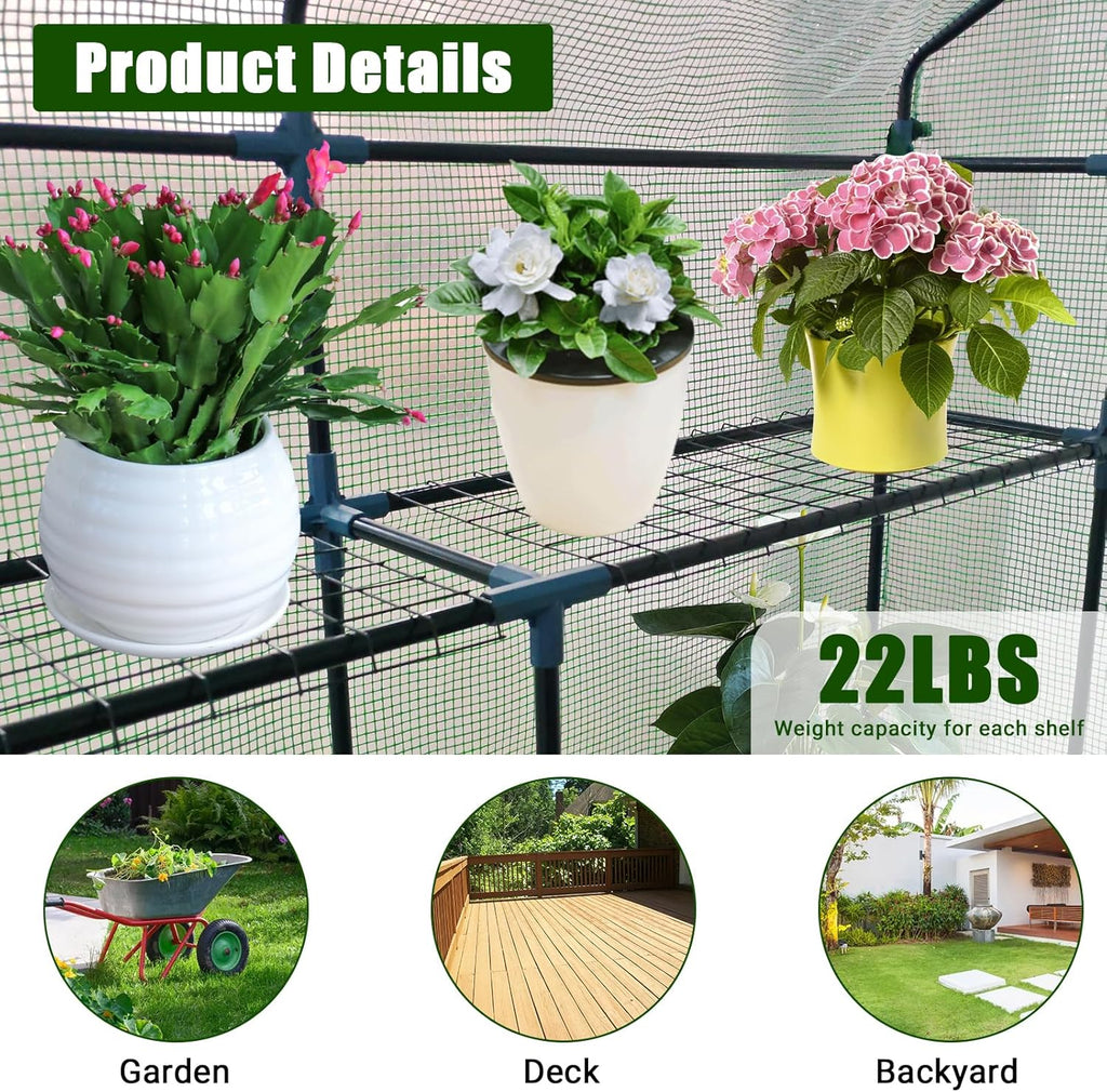 Greenhouse for Outdoors,Walk in 3-Tier 6 Shelves Green House w/ Roll-Up Zippered Door Anchors and Ropes,Waterproof & UV Protected Plant Garden Hot House for Garden Patio Backyard,57 x 57 x 76''