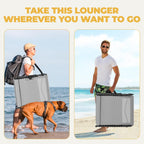 Yaheetech 26.4" Outdoor Folding Tanning Chair 5-Position Adjustable, Gray | Waterproof Texteline Fabric, 300lb Weight Capacity, Side Storage Pocket for Beach Patio Backyard Outdoor Use