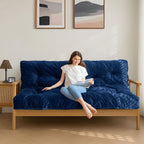 MAXYOYO 6" Futon Mattress Full Size, Tufted Futon Bed (Frame Not Included) | Thick Futons Sofa Couch, Versatile Floor Mattress for Adults, Shredded Foam Filling, Navy