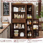 Garvee 70" Tall Kitchen Pantry Storage Cabinet,Modern Kitchen Hutch Cabinet | with Doors and Shelves, Freestanding Food Pantry with Large Storage Drawer for Dining Room and Household Organization