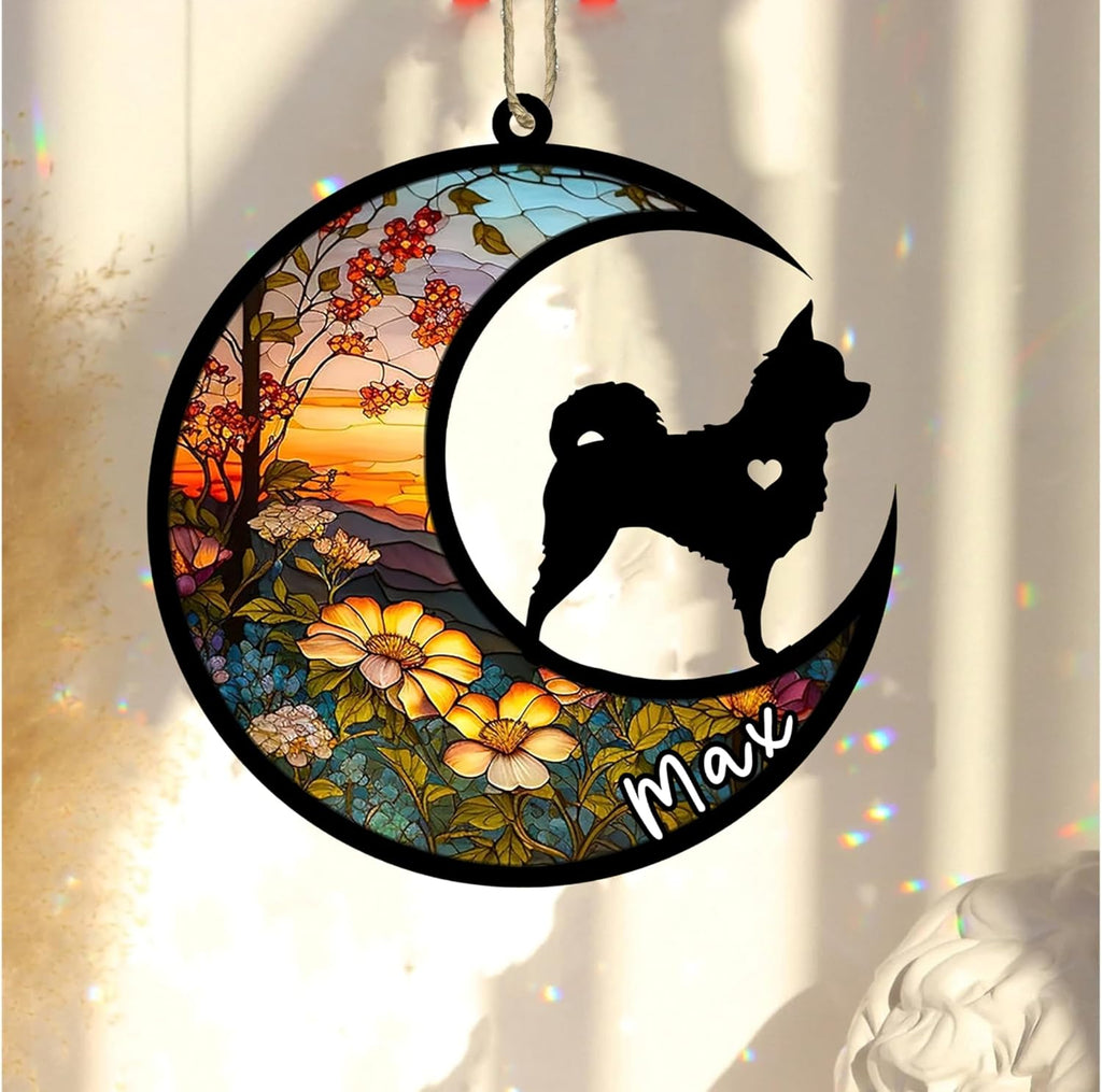 Personalized Dog Memorial, Custom Name Chihuahua Long Haired Dog Christmas Ornament with Name, Custom Breeds, Pet Loss Light Catcher, Gifts for Lovers Loss of Pet Sympathy on Mothers Day Christmas