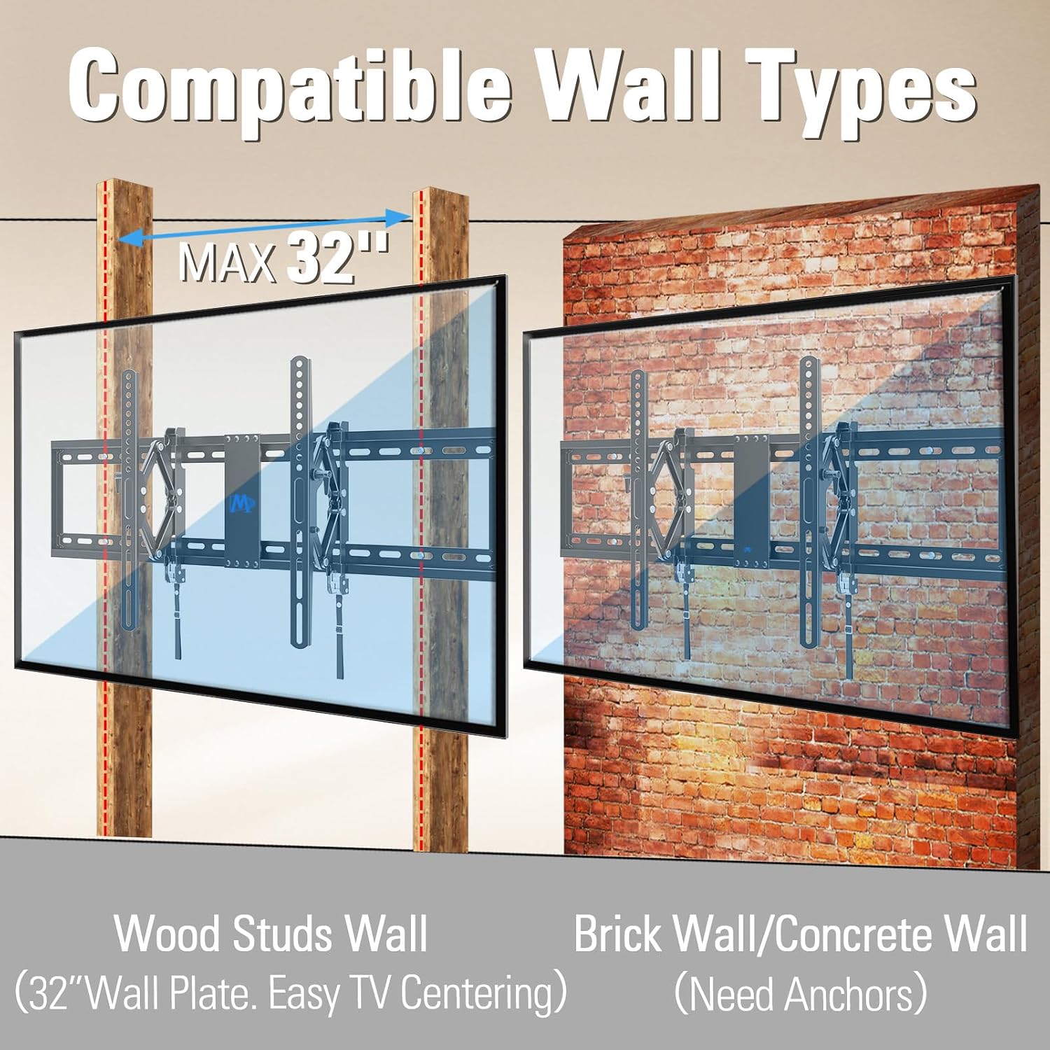 Mounting Dream Advanced Tilt TV Wall Mount for Most 42-90 Inch Flat TV | Universal TV Wall Mount Bracket with Full Extension up to 7 inch, Fits 16", 24", 32" Studs, Max VESA 800x400mm and 120LBS