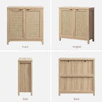 SICOTAS Rattan Sideboard Buffet Cabinet with Large Storage : Boho Credenza Coffee Bar Cabinet with Adjustable Shelves, Farmhouse Console Table for Kitchen, Living Room, Entryway, Natural, 2 Pieces
