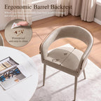 Modern Dining Chairs Set of 2, Kitchen Room Faux Leather Mid Century Chairs with Metal Frame and Hollow Back, Easy Clean Upholstered Barrel Dining Chair for Living Room, Restaurant, and Café, Greige