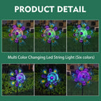 Solar Peacock Wind Spinners for Yard & Garden - 40 Inch Metal Wind Sculpture, Kinetic Windmill with Multi Color LED Lights, Lawn & Patio Art Decor