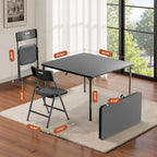 5-Piece Folding Card Table and Chairs Set, 34" Square Table with 330lbs Stackable Chairs, Portable Folding Table with Carrying Handle for Picnic, Camping, Party, Patio