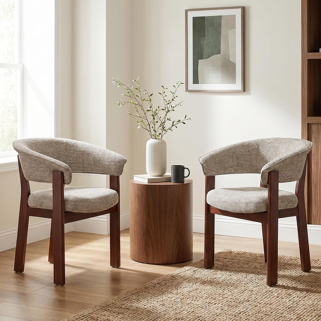 COLAMY Fully Assembled Upholstered Dining Chair Set of 4,Solid Red Oak Wood Kitchen Side Chair, No Assembly Required Modern Farmhouse Dining Room Accent Seating, Single Pack,4 Boxes