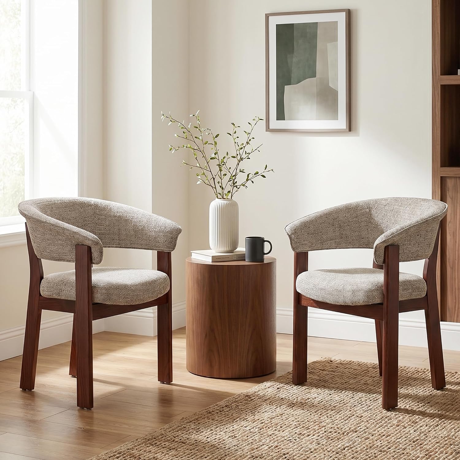 COLAMY Fully Assembled Upholstered Dining Chair Set of 4,Solid Red Oak Wood Kitchen Side Chair, No Assembly Required Modern Farmhouse Dining Room Accent Seating, Single Pack,4 Boxes