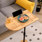 TV Tray Table C-Shaped Sofa Side Table with Slots, Adjustable Height & 360-degree Rotatabl, for Living Room Bedroom