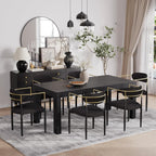 Baysitone Dining Chairs Set of 2 Mid-Century Modern Upholstered Boucle Dining Room Chairs Open Back Curved Backrest Black Metal Legs Gold Armchairs for Kitchen Living Room, Black(Only Chairs)