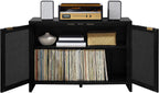 Crosley Furniture Kenji Media Console, Record Player Stand with Vinyl Storage, Modern Home Organizer, Black