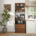 Kitchen Pantry Hutch Cabinet, Farmhouse Kitchen Hutch Buffet Cabinet with 2 Drawers and Shelves, Sideboard Buffet Cabinet with Microwave Stand for Dining Room, Kitchen