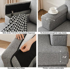 Oversized Accent Chair with Armrest Organizer,Comfy Living Room Chairs with Thick Cushion,Upholstered Armchair with Storage,Big Reading Chair,Sofa Chair for Bedroom,Linen,Dark Gray