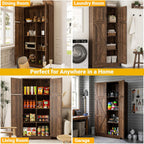 Unikito 71” Kitchen Pantry Storage Cabinet with Adjustable Shelves, 2 Pack | Large Farmhouse Storage Cupboard, Barn Doors, Sturdy and Deep, Versatile for Dinning Room, Living Room, Weathered Brown