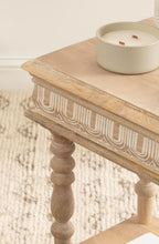 Kate and Laurel Patresa Traditional Carved Wood Side Table, 18 x 14 x 24, Light Natural, Decorative Rectangle End Table with Tiered Design for Use as Bedroom Nightstand