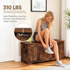 SUPER DEAL Storage Chest, 39 inches Chest Box Organizer with 2 Safety Hinges, Wooden Entryway Shoe Organizer Storage Bench, Rustic Brown