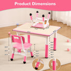 Kids Table and Chairs, Height Adjustable Toddler Table and 4 Chair, Multi-Activity Table with Graffiti Desktop Non-Slip Legs for Ages 2-10, Children Activity Table for Daycare, Classroom, Home