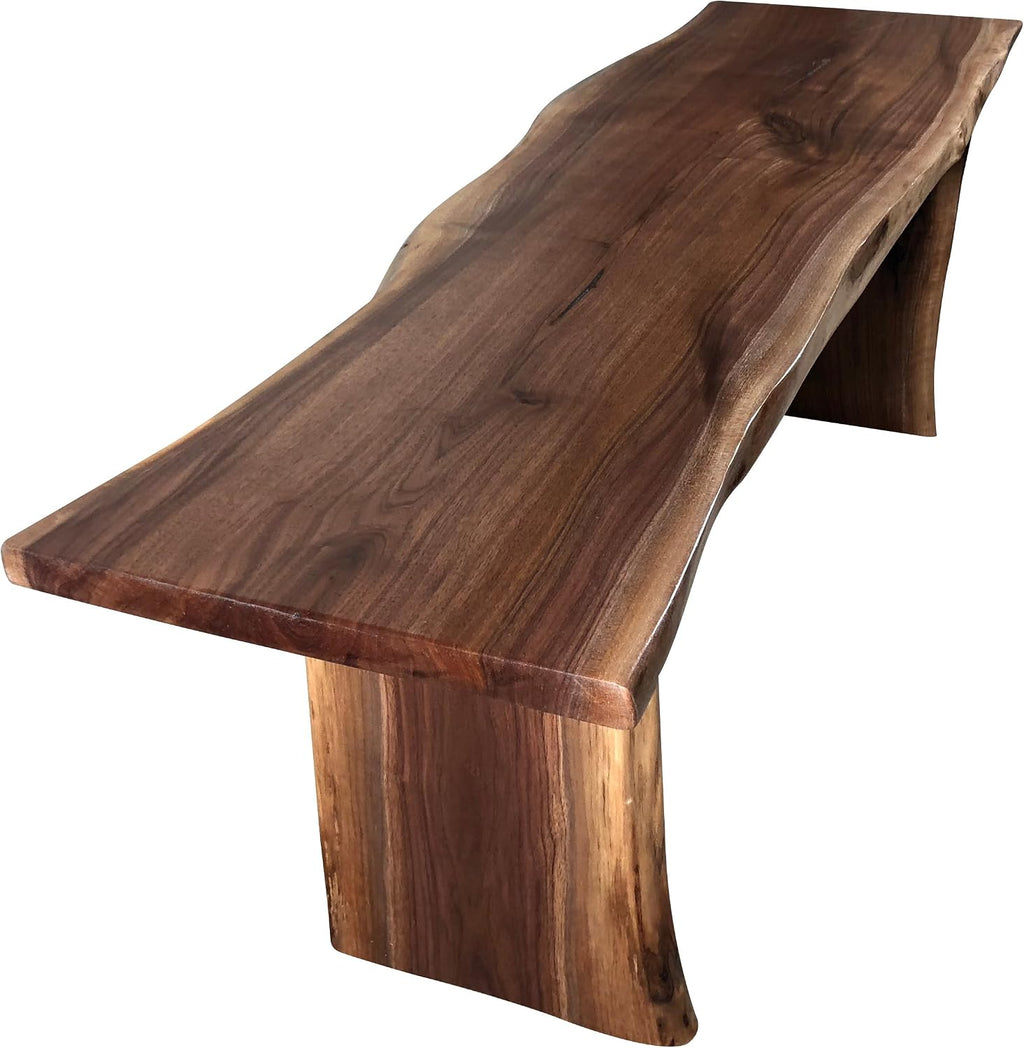Rustic Red Door Co. Live Edge Wood Bench for Dining Table, Entryway, Bedroom, Living Room Accent, Solid Wooden Slab, Rustic Furniture, 4' Long, Walnut Wood with Clear Coat