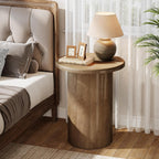 Tribesigns Round Side Table for Living Room, Farmhouse Small End Table with Fluted Base, 20-Inch Rustic Brown Nightstand, Accent Furniture for Small Space Bedroom Apartment