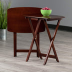 Winsome Darlene Set of 2 Foldable Snack Tables, Walnut, 26" | Easy to Store Portable Fold Up Table Set for Kitchen, Living Room TV Dining, Crafts, Puzzles, Work From Home
