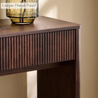 OKD 63" Fluted Console Table for Entryway with 2 Large Drawers, Dark Walnut | Modern Entryway Table, Long Sofa Table Behind Couch for Living Room, Hallway, Couch, Foyer, Versatile Storage