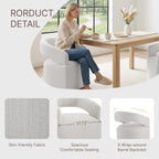 KISLOT Upholstered Dining Chairs Set of 4, Modern Arm Kitchen & Dining Room Chairs with Hidden Casters, Linen Fabric Padded Rolling Chairs, Sturdy Wood Frame, 300 lbs Capacity, Light Linen