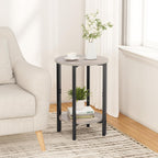 Vagusicc Side Tables Small End Tables, Set of 2 Half Round Side Table for Living Room, 2 Tier Couch Side Table, Small Round Coffee Table Accent Table, Thin Sofa Table Narrow Entryway Table, Grey