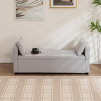 Storage Bench for Bedroom, 55" End of Bed Bench for King Size Bed, Modern Upholstered Long Ottoman Bench with Arms and 2 Pillows for Living Room/Entryway (Grey)