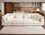 154" Oversize Corduroy Modular Sectional Sofa Couches for Living Room,White