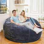 6FT Bean Bag Chair for Adults, Giant Beanbag with Shredded Memory Foam Filling, Premium Corduroy Cover Oversized Floor Lounger, Comfy Sofa Chair for Bedroom, Living Room & Dorm (Grey)