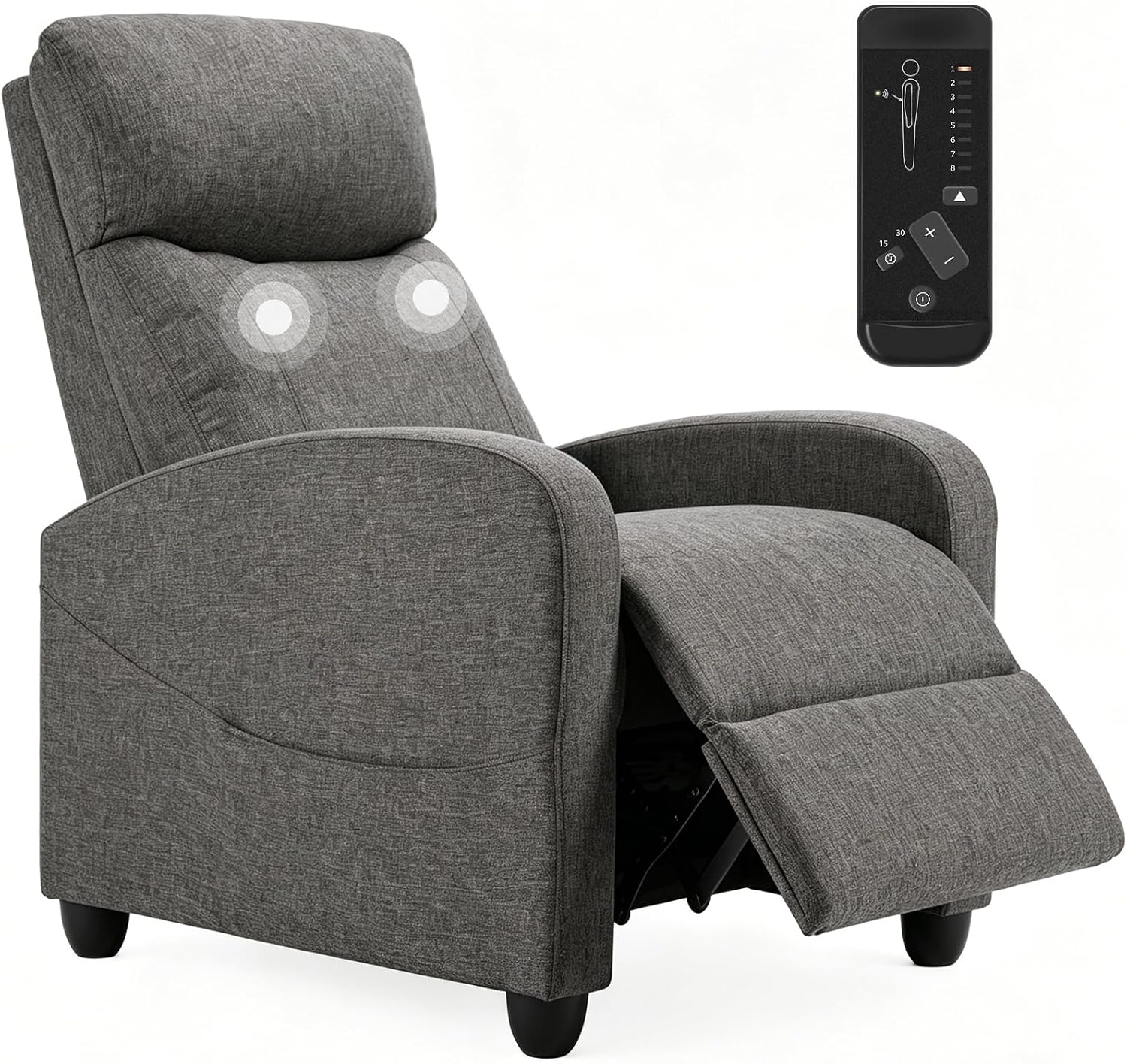 Massage Recliner Chair, Recliner Sofa Fabric for Adults, Recliners Home Theater Seating with Lumbar Support, Reclining Sofa Chair for Living Room, Greige