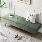 Comfy to go Entryway Bench - Green Bench for Bedroom, Modern Ottoman End of Bed, Corduroy Padded Benches for Living Room, Foyer, Mudroom, Hallway - 39" L x 14" W x 17" H | Corduroy Padded Benches for Living Room, Foyer, Mudroom, Hallway - 39" L x 14" W x