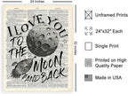 Poster Master Dictionary Art Poster - I Love You To The Moon and Back Print - Motivational Art - Gift for Him, Her & Lovers - Romantic Decor for Dorm, Bedroom or Living Room, 24x32 Unframed Wall Art