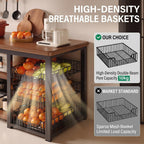 Rolling Kitchen Island Cart Microwave Stand with Dense Storage Baskets
