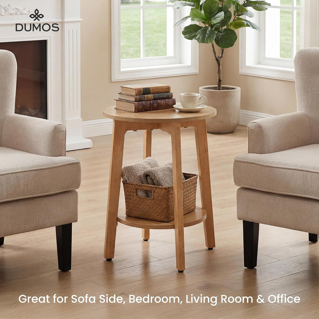 DUMOS Small Round End Tables Set of 2 for Living Room, Small Spaces