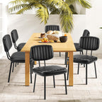DUMOS Dining Chairs Set of 6, Upholstered Mid-Century PU Leather Accent Chair with Backrest and Metal Legs for Kitchen, Dining Room, Living Room, Black