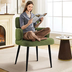 Accent Dining Chair with Arms,Set of 2 Modern Upholstered Desk Chair with Soft Fabric Black Metal Legs, Comfy Spacious Seat & Back for Dining Room/Living Room/Bedroom, Green