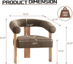 VKNOW Accent Chair Living Room Chairs Set of 2, Modern Upholstered Arm Chair with Solid Wood Legs, Comfy Barrel Accent Chairs for Living Room, Bedroom, Brown
