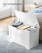 VASAGLE Storage Chest, 29.9 Inches Width Bench with 2 Safety Hinges | Shoe Bench, Farmhouse Style, for Entryway, Bedroom, Living Room, Cloud White, SOFIE Collection ULHS11WT