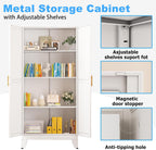 erosoei Metal Pantry Storage Cabinet, Kitchen Storage Cabinets with Adjustable Feet and Shelves, Metal Pantry Cabinet for Kitchen, Living Room, Laundry Room and Dinning Room (2door-White)