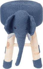 Animal Ottoman Stool, Polyester Upholstered Cute Elephant Foot Stool with Solid Pine Wood Legs, Portable Small Seat for Boy and Gril Bedroom